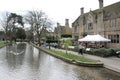 Views of the River Windrush at Bourton on the Water in Gloucestershire in the UK