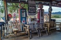 Views of the route 66 decorations in the little village in Arizona, America spirit concept.