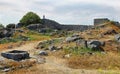 Views from Ruins of Medieval Castle and waaled village of Carrazeda de Ansiaes, Portugal Royalty Free Stock Photo