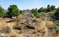 Views from Ruins of Medieval Castle and waaled village of Carrazeda de Ansiaes, Portugal Royalty Free Stock Photo