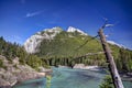 Views of Rundle Mountain in Banff from across the Bow River Royalty Free Stock Photo
