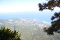 Views of the sea coast with high mountains