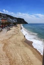 Views of the Sesimbra Beach in spring in Portugal