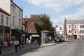 Views of shops on Market Place in Glastonbury, Somerset in the UK