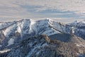 Views of snowy Schoener Mann massif from Schwarzenberg