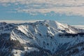 Views of snowy Schoener Mann massif from Schwarzenberg