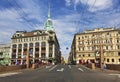 Views of St. Petersburg with the building of the trading house Esders and Schieifals from the Red bridge through Moyka river, Sain