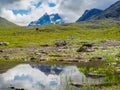 Views of Storhestvatnet lake from Romsdalseggen trail in Norway