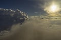 Views to the clouds from Kerinci volcano summit many sulphur gas around coming from the crater depths Sumatra, Indonesia