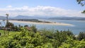 Views of the town of Laredo and bay of SantoÃÂ±a from Buciero mountain in a sunny day Royalty Free Stock Photo