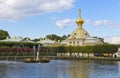 Views of Upper Park Peterhof. Fountain of Venus and dolphins.
