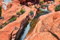 Views of Waterfalls at Gunlock State Park Reservoir Falls, In Gunlock, Utah by St George. Spring run off over desert erosion sands Royalty Free Stock Photo