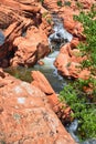 Views of Waterfalls at Gunlock State Park Reservoir Falls, In Gunlock, Utah by St George. Spring run off over desert erosion sands Royalty Free Stock Photo