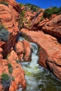 Views of Waterfalls at Gunlock State Park Reservoir Falls, In Gunlock, Utah by St George. Spring run off over desert erosion sands Royalty Free Stock Photo