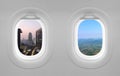 2 views window plane.