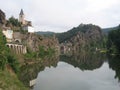 ViewSight of the river of the Tarn with l eglise and the castle overhanging this river