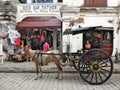 VIGAN, PHILIPPINES - JULY 25, 2015 : A Kalesa or Horse Carriage in Historic Town of Vigan. Royalty Free Stock Photo