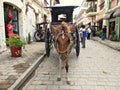 VIGAN, PHILIPPINES - JULY 25, 2015 : A Kalesa or Horse Carriage in Historic Town of Vigan. Royalty Free Stock Photo