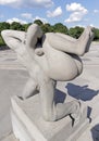 Vigeland park, Oslo, Norway, man carrying woman on his back. Royalty Free Stock Photo