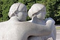 Vigeland park, Oslo, Norway, two women looking to side.