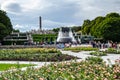 Vigeland Sculpture park in Oslo Norway with flower garden