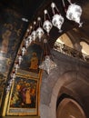 LAMPS AND BIBLICAL SCENES, CHURCH OF THE HOLY SEPULCHRE