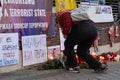 Vigil for Navalny in front of Russian Embassy in Madrid. Protest in memory of Navalny.