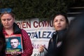 Vigil for Navalny in front of Russian Embassy in Madrid. Protest in memory of Navalny.