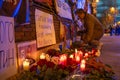 Vigil for Navalny in front of Russian Embassy in Madrid. Protest in memory of Navalny.