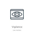 Vigilance icon. Thin linear vigilance outline icon isolated on white background from user interface collection. Line vector sign,