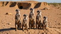 Vigilant Meerkat Family Protecting Their Desert Home Royalty Free Stock Photo
