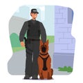 Vigilant Police Officer Character And Trained Dog Partner Form An Inseparable Team, Ensuring Public Safety