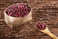 Vigna angularis - Adzuki organic bean in paper bag Royalty Free Stock Photo