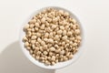 Black Eyed Pea legume. Top view of grains in a bowl. White background Royalty Free Stock Photo