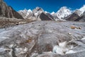 Vigne glacier and K2 mountain peak in Karakoram mountains range, K2 base camp trekking route, Pakistan Royalty Free Stock Photo