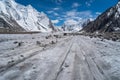 Vigne glacier straigh to Gondogoro la in K2 base camp trekking route, Karakoram mountain range in Gilgit Balitistan, north Royalty Free Stock Photo