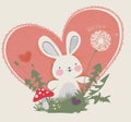 Retro Bunny Valentine Vector Illustration