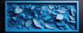 A vignette of petals and leaves showcased in a brightblue frame.. AI generation Royalty Free Stock Photo