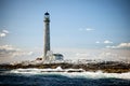 Vignette of Tallest Lighthouse in New England at Low Tide on Sum