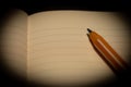 A simple pen on a blank striped notebook