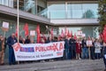 VIGO, SPAIN February, 02,2024 Concentration of CCOO and UGT in defense of public nursing homes
