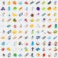 100 vigorous icons set, isometric 3d style