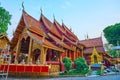 The gable roof of the Silver Temple`s Viharn Hall, Chiang Mai, Thailand Royalty Free Stock Photo