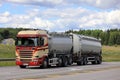 Colorful Scania R520 Tank Truck on Summer Highway