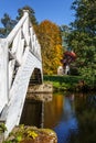 Pond with bridges in the park of Vihula manor house, Estonia Royalty Free Stock Photo