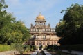 Vijaya Vilas Palace at Mandvi, Gujarat, India with trees on both sides - Royal India tourism - Heritage tour Royalty Free Stock Photo