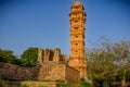 Vijaya Stambha \'victory monument\' constructed by Mewar king Rana Kumbha in year 1448 at Chittorgarh fort in Rajasthan, India to