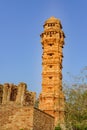 Vijaya Stambha \'victory monument\' constructed by Mewar king Rana Kumbha in year 1448 at Chittorgarh fort in Rajasthan, India to