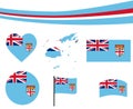 Fiji Flag Map Ribbon And Heart Icons Vector Illustration Collection Royalty Free Stock Photo