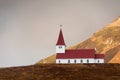 Vik church on a hill top Iceland